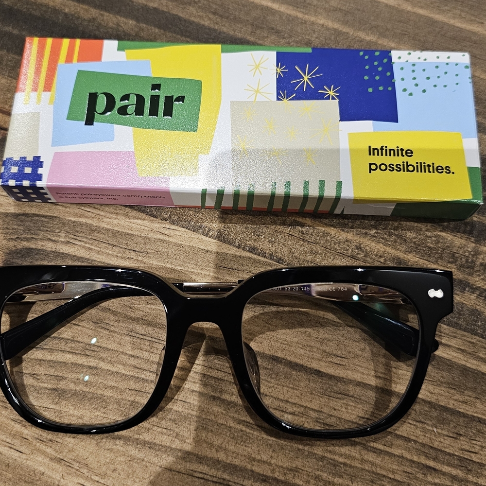 PAIR Black With Metal Arms Non Rx Murpy Glasses Frames